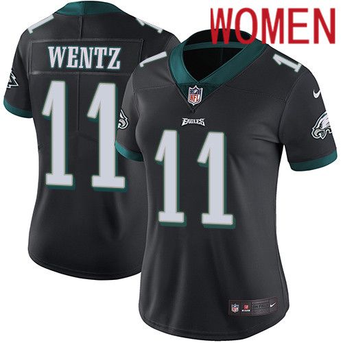 Women Philadelphia Eagles #11 Carson Wentz Nike Black Vapor Limited NFL Jersey
